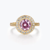Dissoo® Gold Pink Round Halo Cocktail Engagement Ring