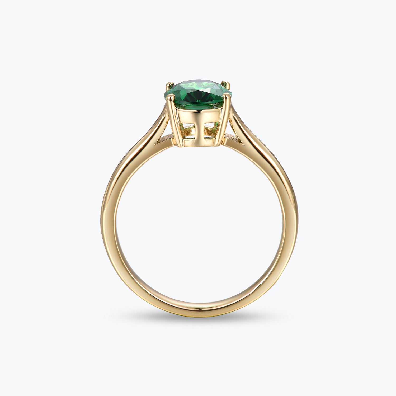 Oval Cut Green Gemstone Solitaire Engagement Ring