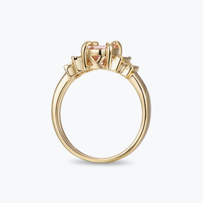 Dissoo® Oval Champagne Sector-Halo Cocktail Ring in 14K Gold Vermeil