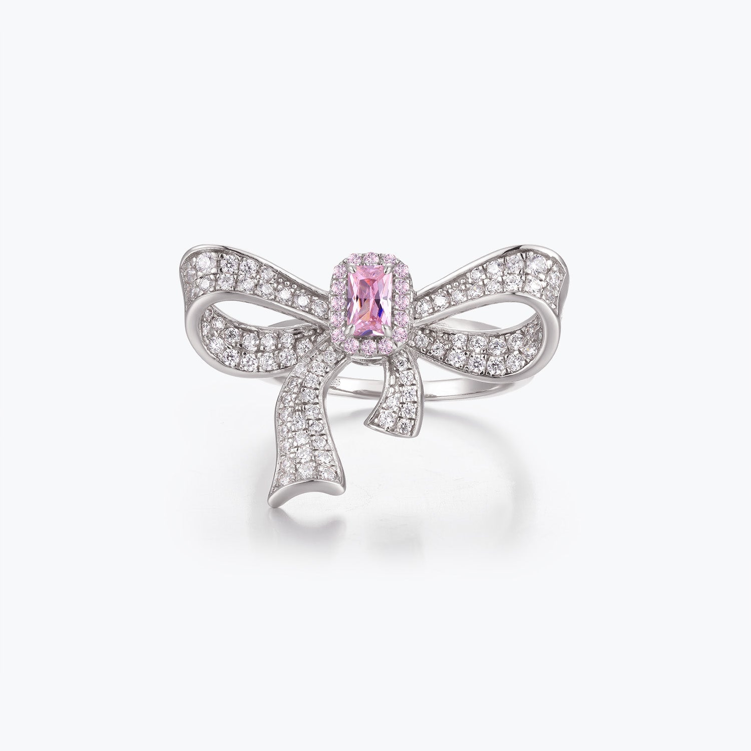 Dissoo® Ruby Radiant Cut Halo Rose Gold Bowknot Cocktail Statement Ring