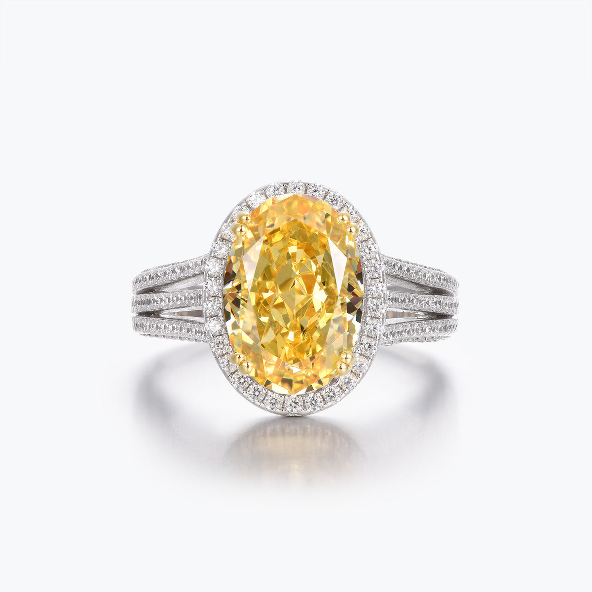 Dissoo® Yellow Oval Halo Multi-Row Split Shank Cocktail Engagement Ring