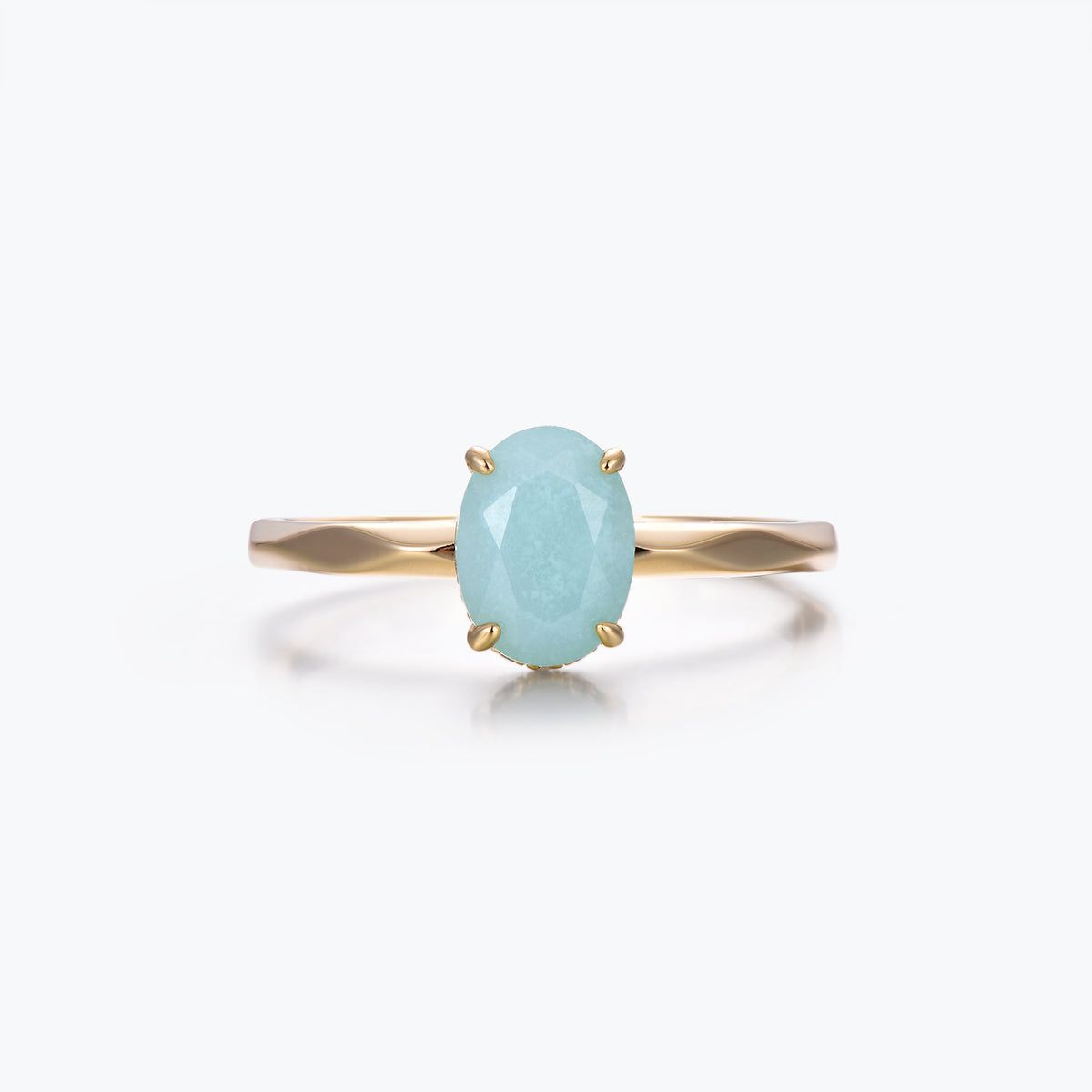 Dissoo® Round Solitaire Amazonite Multi-faceted Engagement Ring in Gold Vermeil