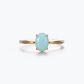 Dissoo® Round Solitaire Amazonite Multi-faceted Engagement Ring in Gold Vermeil