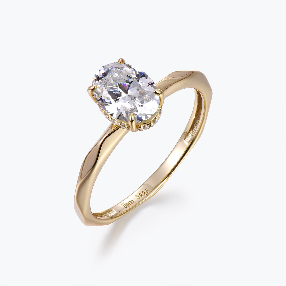 Dissoo® Round Solitaire Multi-faceted Moissanite Engagement Ring in Gold Vermeil