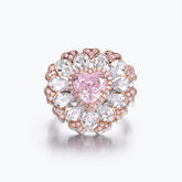 Dissoo® Fancy Pink Heart Floral Cluster Cocktail Engagement Ring