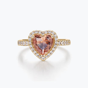 Dissoo® Gold Heart Color-Changing Nanosital Gems Halo Ring