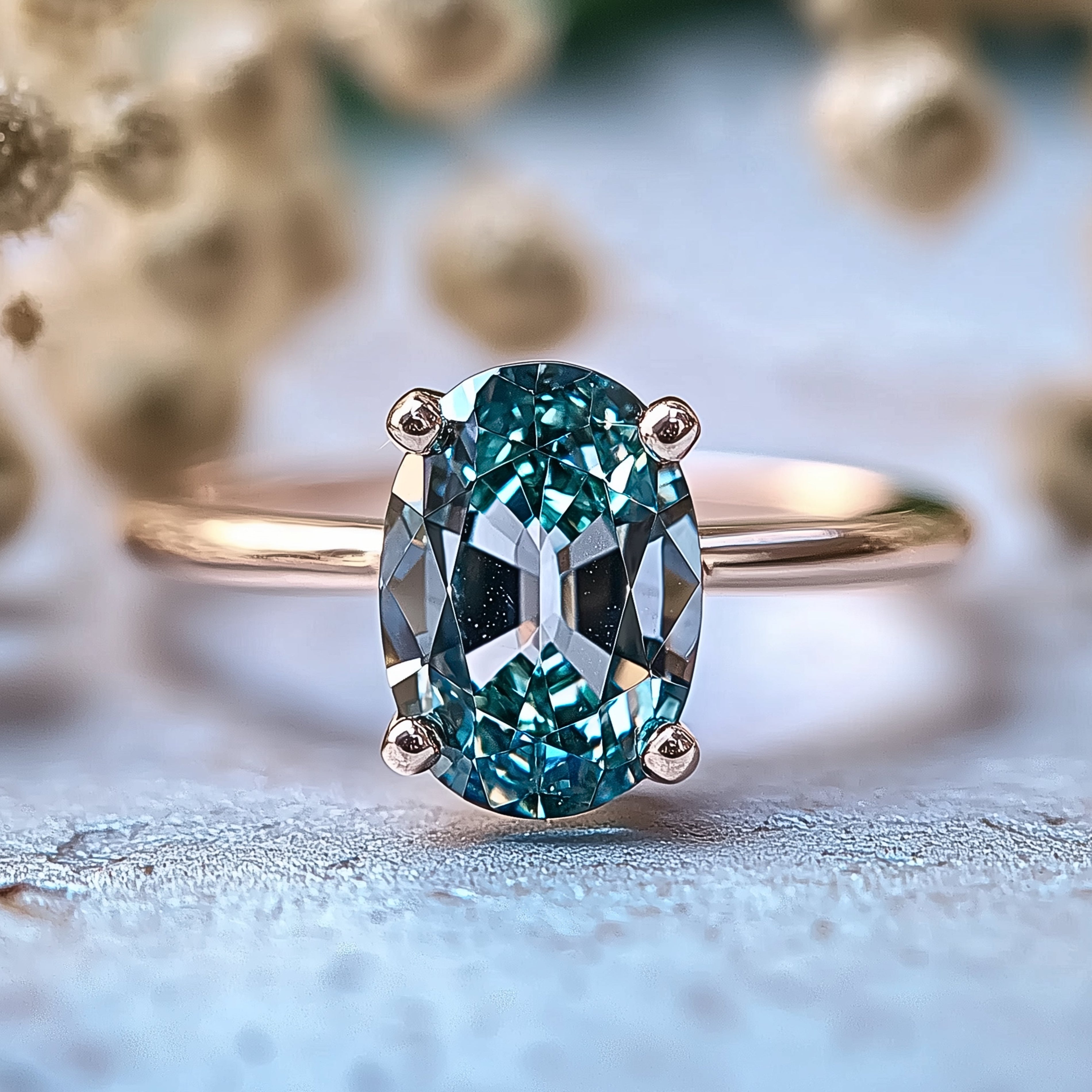 Bianca Oval Cut Green Gemstone Ring