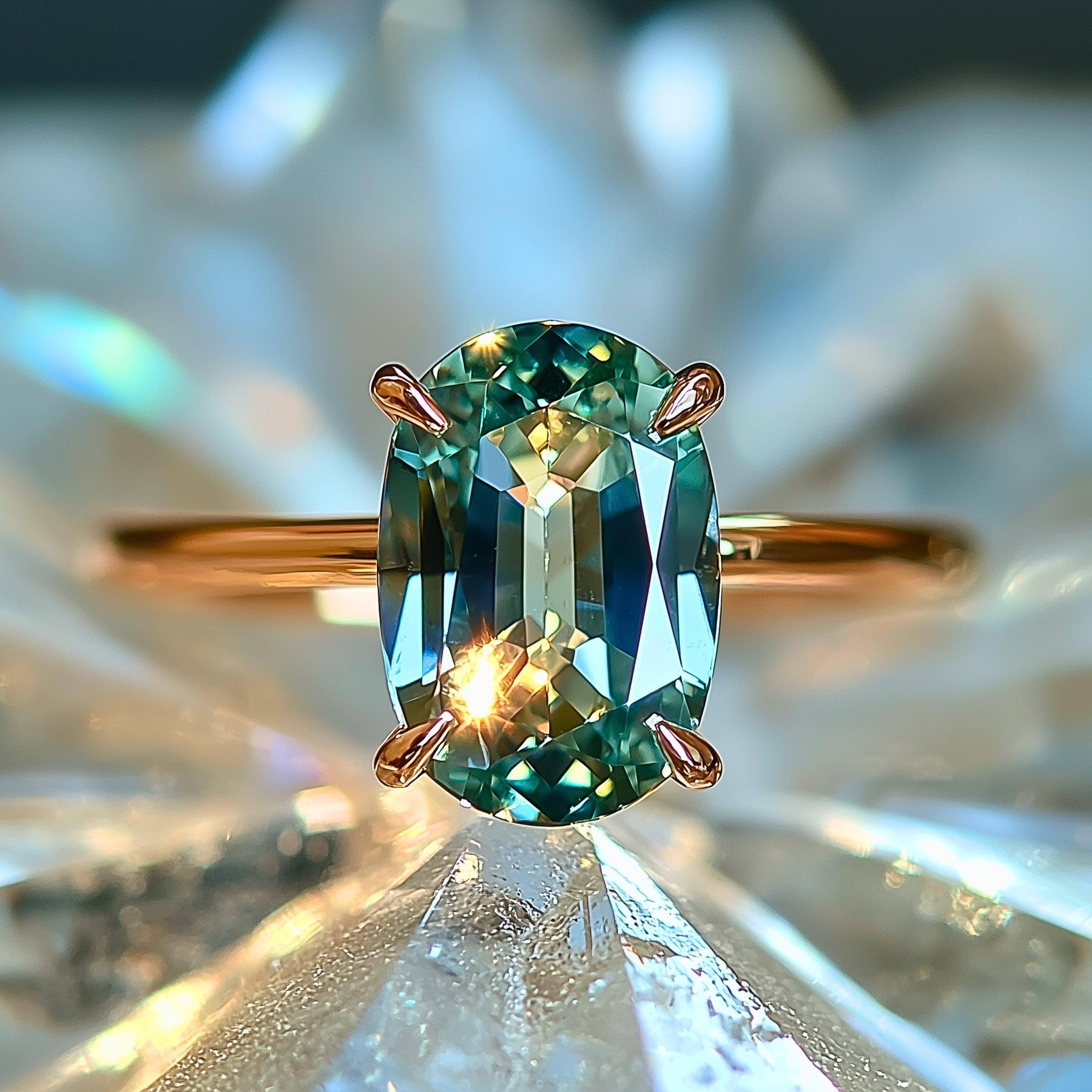 Juliana Oval Cut Green Gemstone Ring