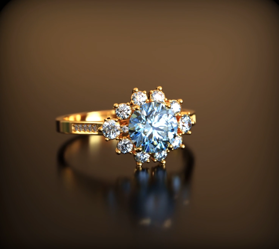 Bethany 1.5CT Round Cut Brilliant Blue Gemstone Ring