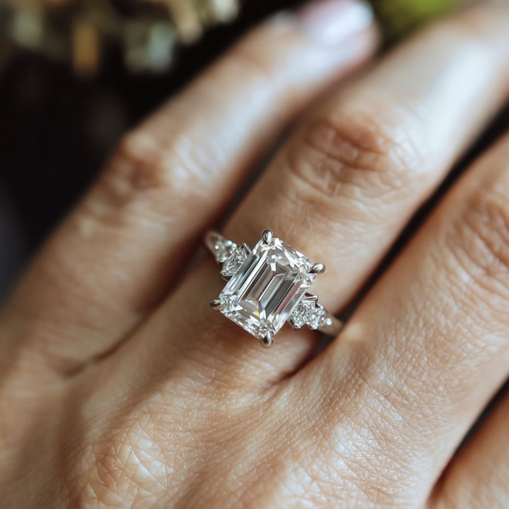 Der Quinn Elise Smaragdschliff Moissanit-Ring