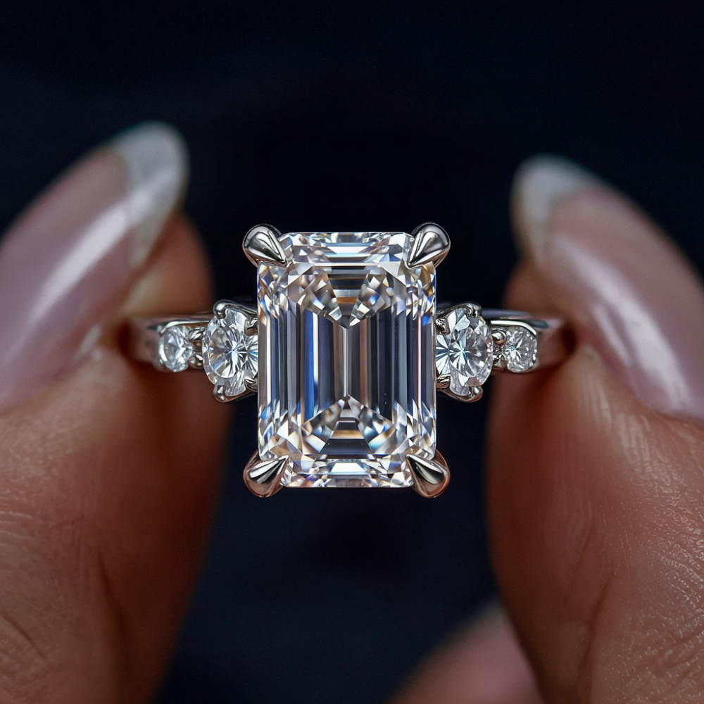 Der Quinn Elise Smaragdschliff Moissanit-Ring