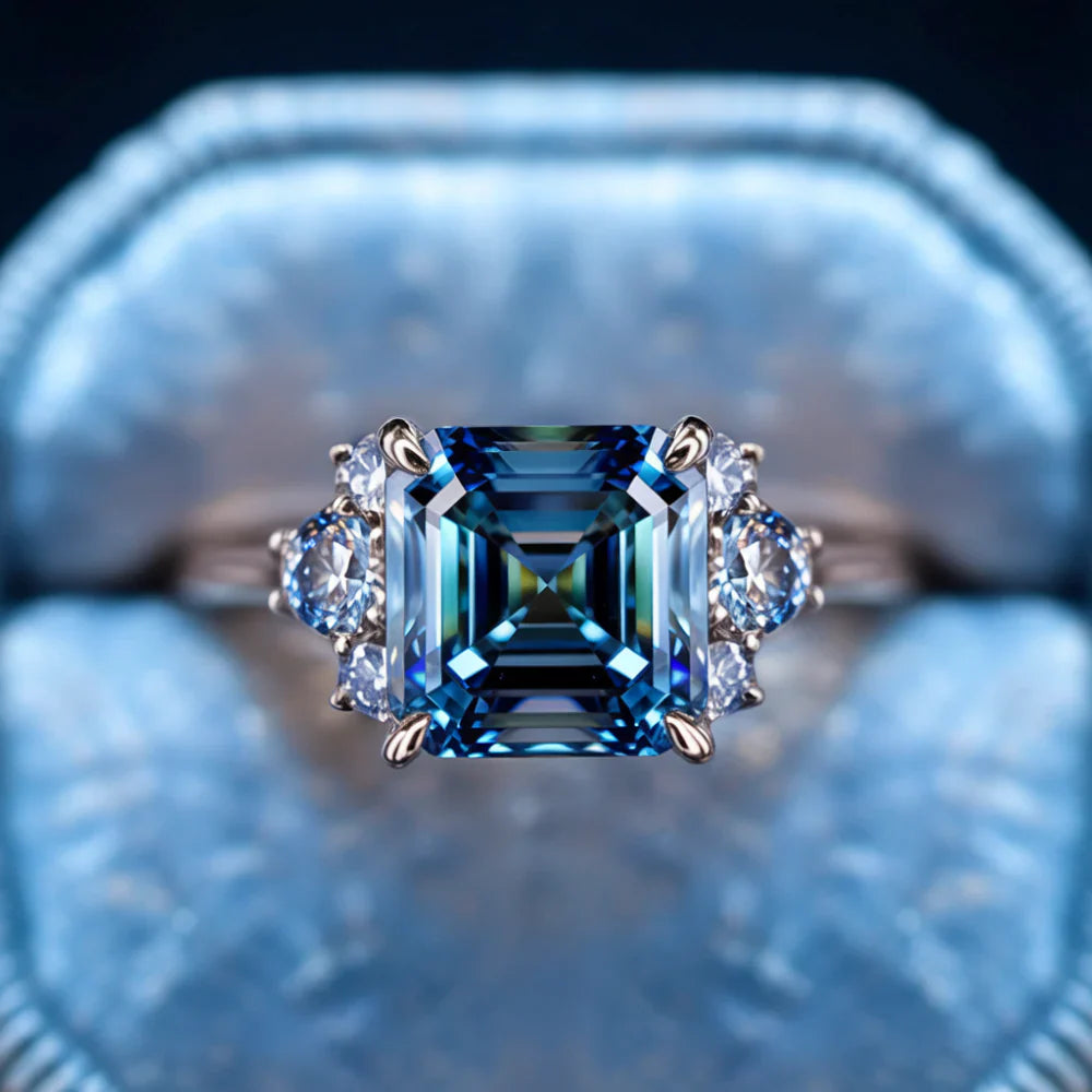 The Ulissa Asscher Cut Blue Gemstone Ring