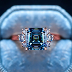 The Ulissa 2CT Asscher Cut Blue Gemstone Ring