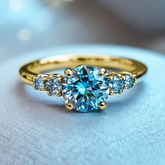 Althea  1CT Round-Cut Blue Gemstone Ring