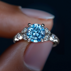 Katalina 1.5CT Vintage Round Cut Blue Gemstone Ring