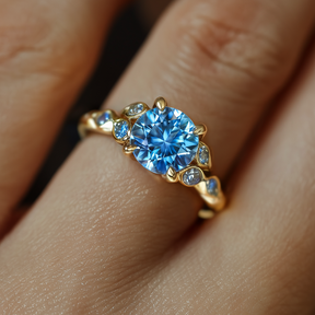 Katalina 1.5CT Vintage Round Cut Blue Gemstone Ring