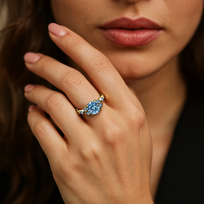 Katalina 1.5CT Vintage Round Cut Blue Gemstone Ring