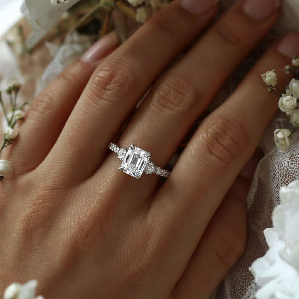 The Nova Elise Emerald Cut Moissanite Ring