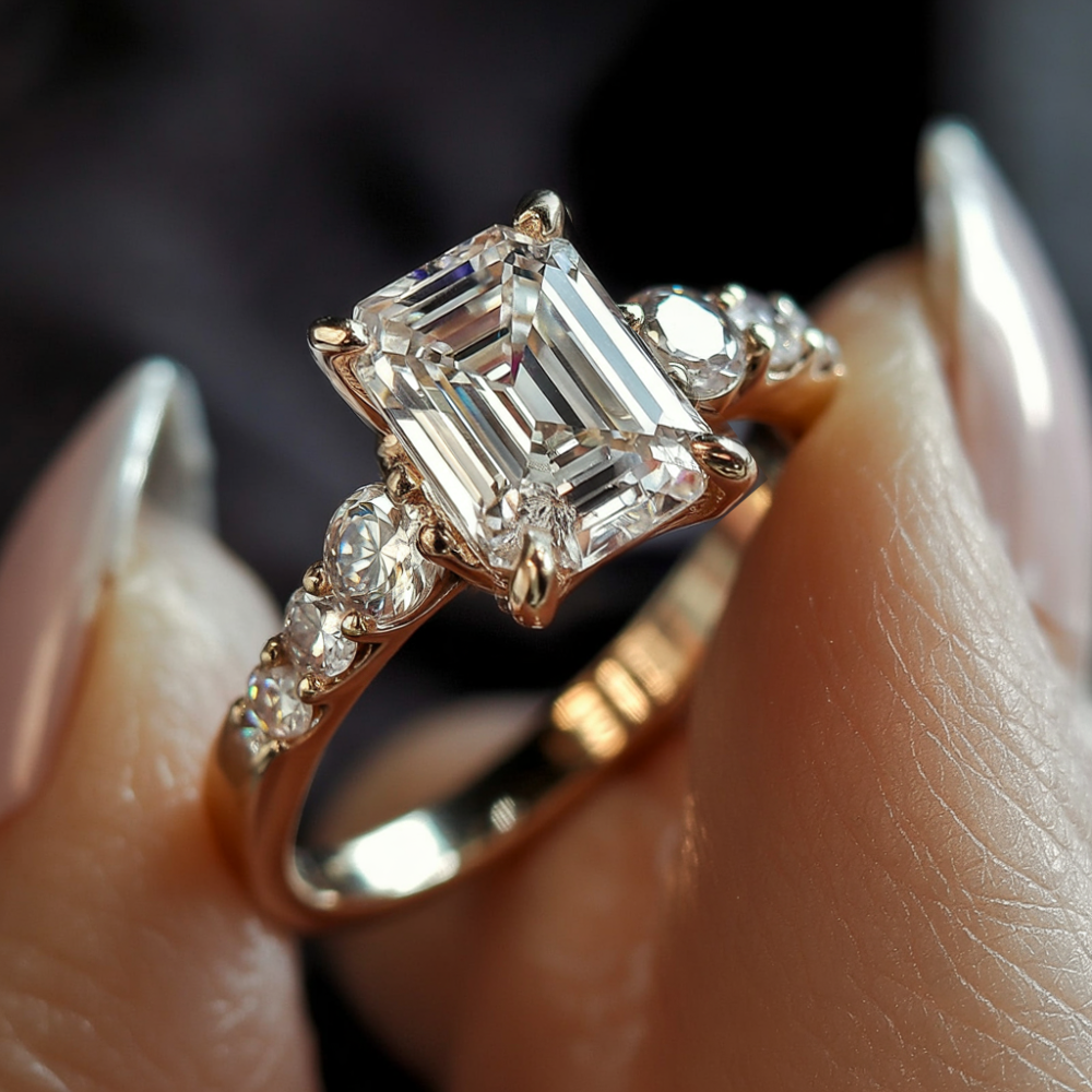 The Nova Elise Emerald Cut Moissanite Ring