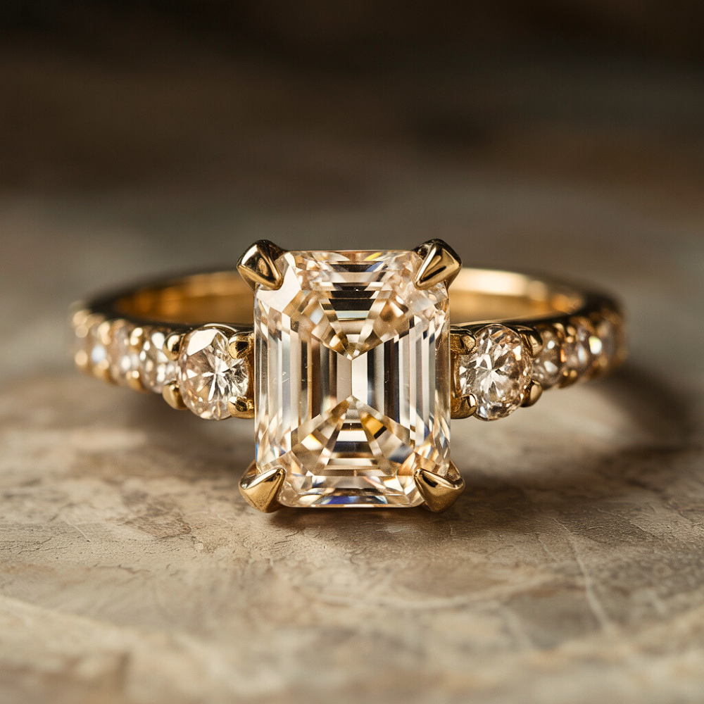 The Nova Elise Emerald Cut Moissanite Ring