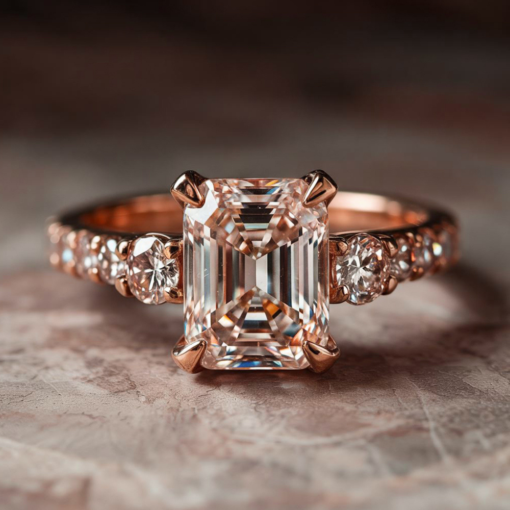 The Nova Elise Emerald Cut Moissanite Ring