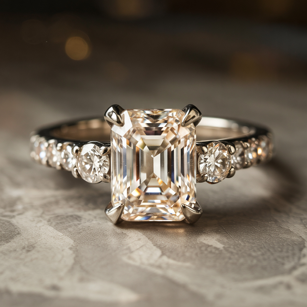 The Nova Elise Emerald Cut Moissanite Ring