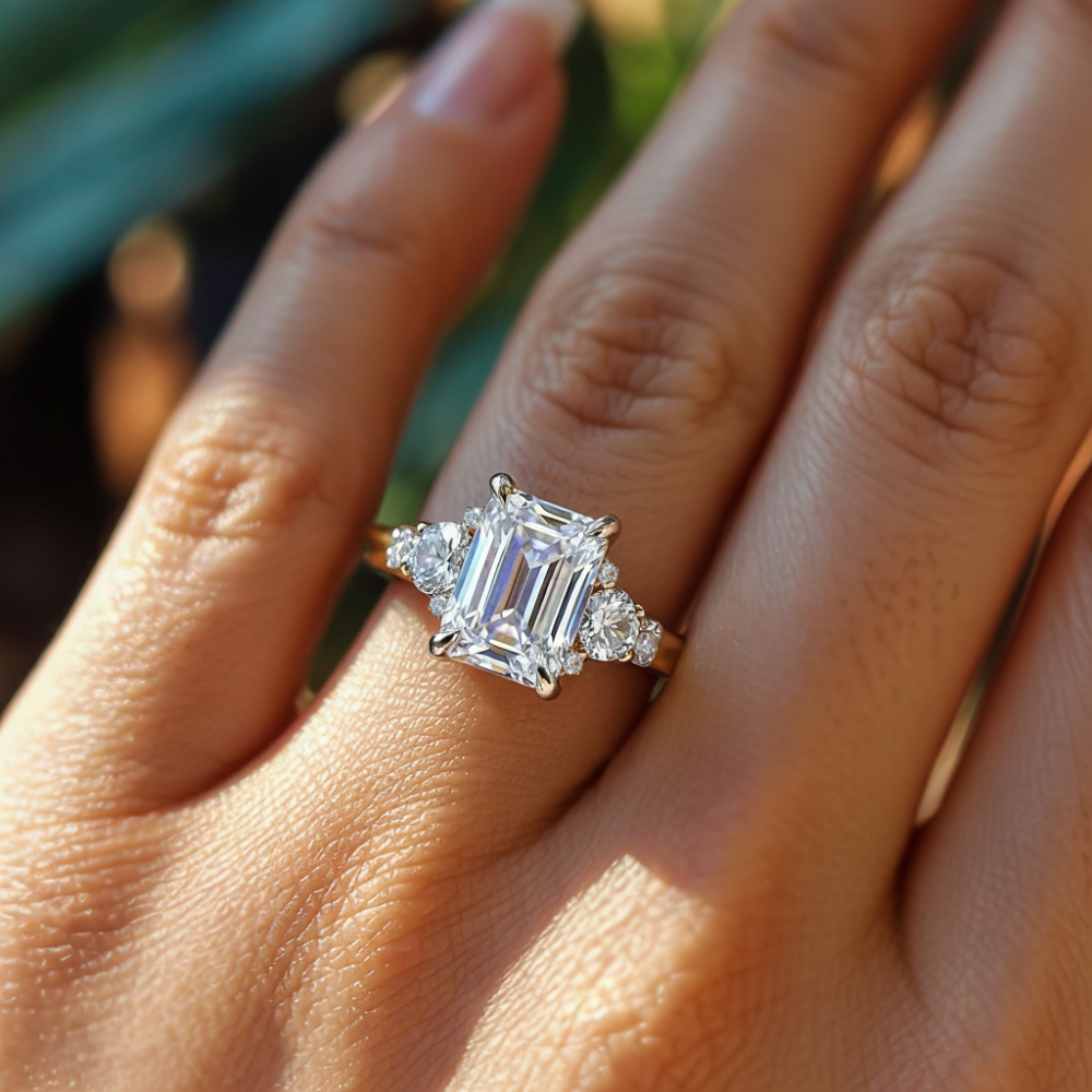 Der Bella-Moissanit-Ring im Smaragdschliff