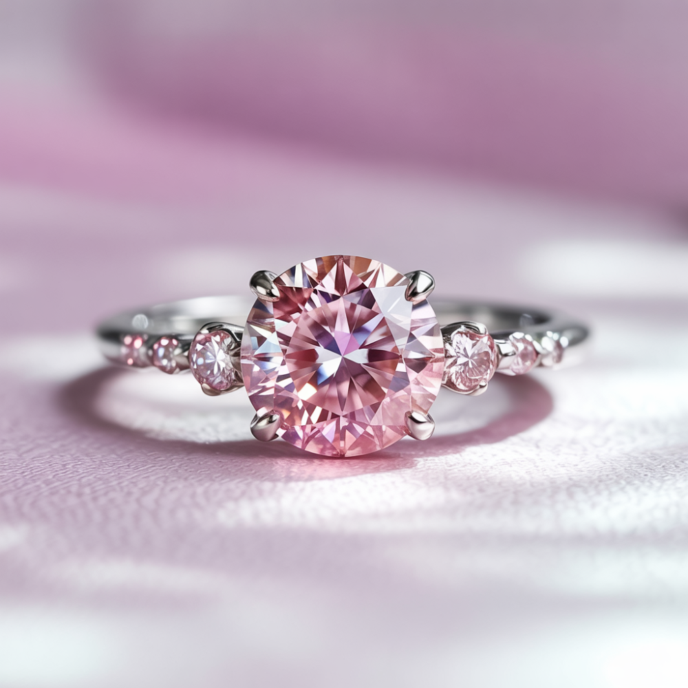 Nicolette Round Cut Pink Gemstone Ring