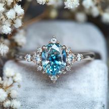 Carlotta 2CT Oval Cut Blue Gemstone Ring