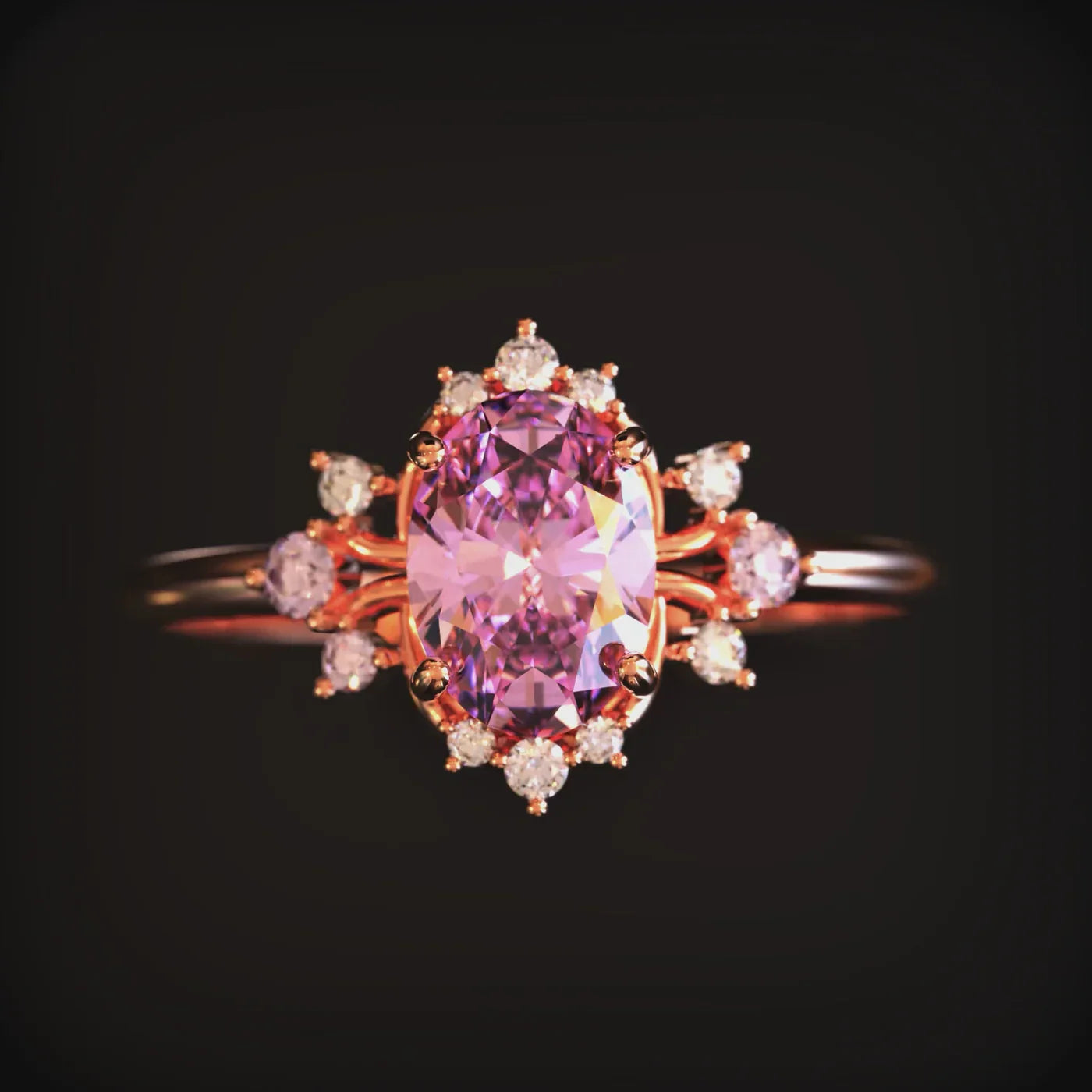 Valoria Ovaler Vintage-Ring mit rosa Edelstein