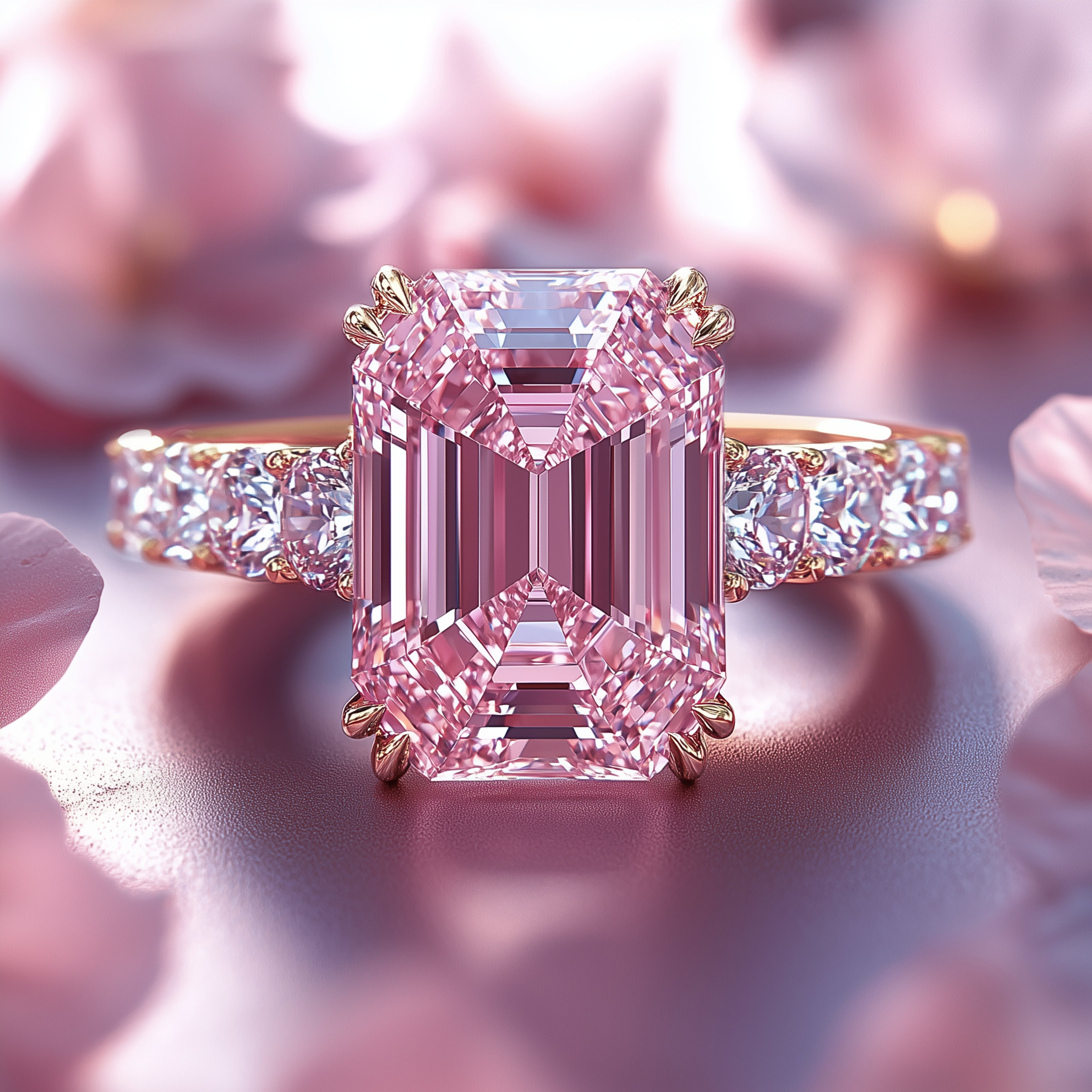 Camilla Emerald Cut Pink Gemstone Ring