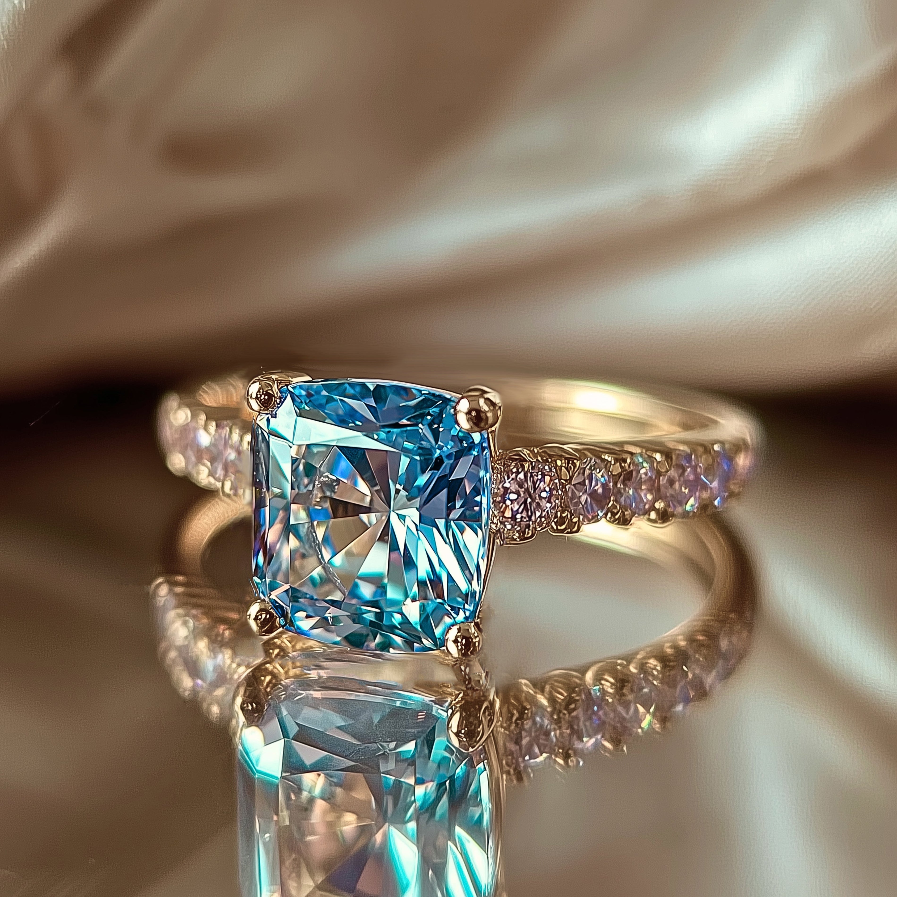 Juliana Hope Blue Cushion Cut Blue Gemstone Ring