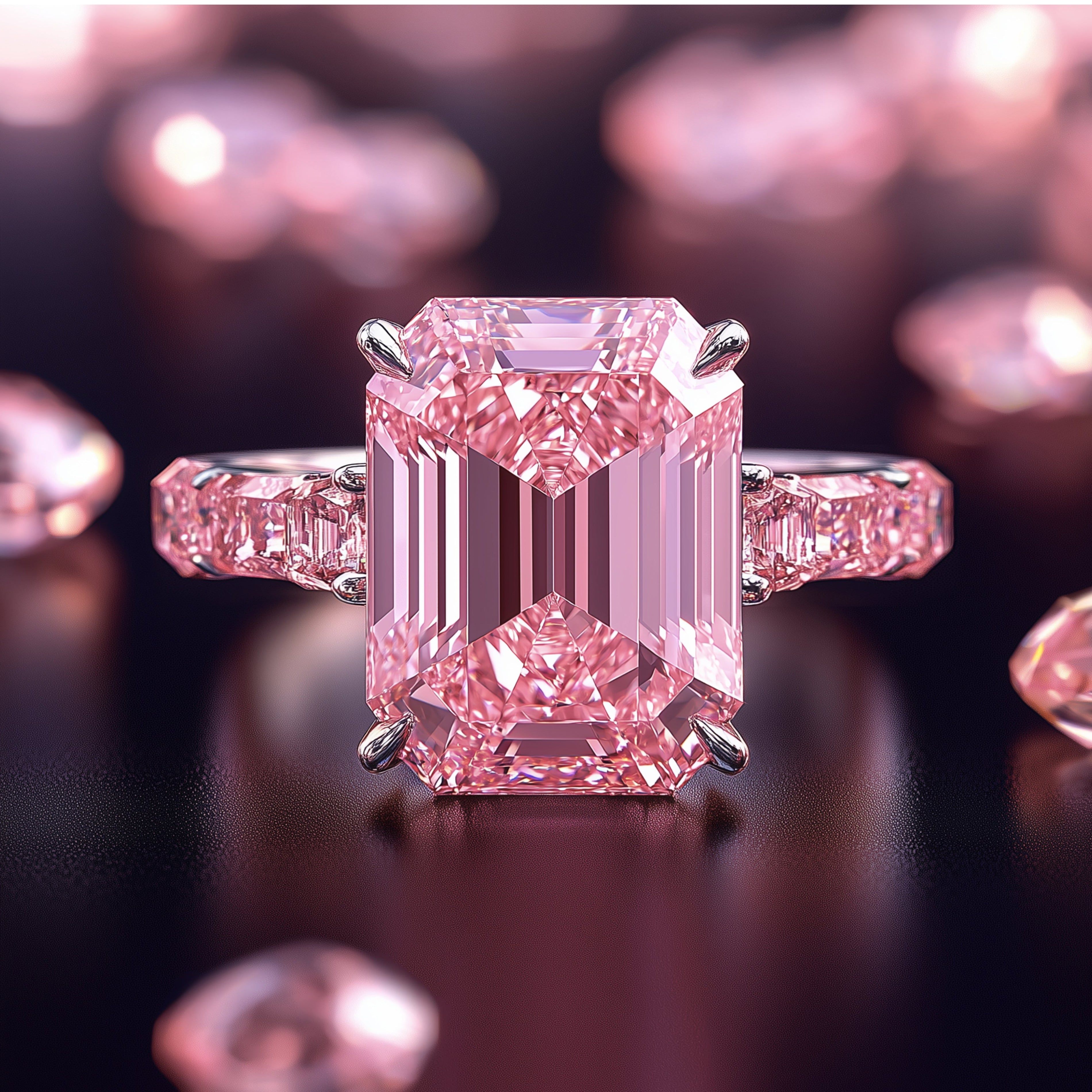Prisca Emerald Cut Pink Gemstone Ring