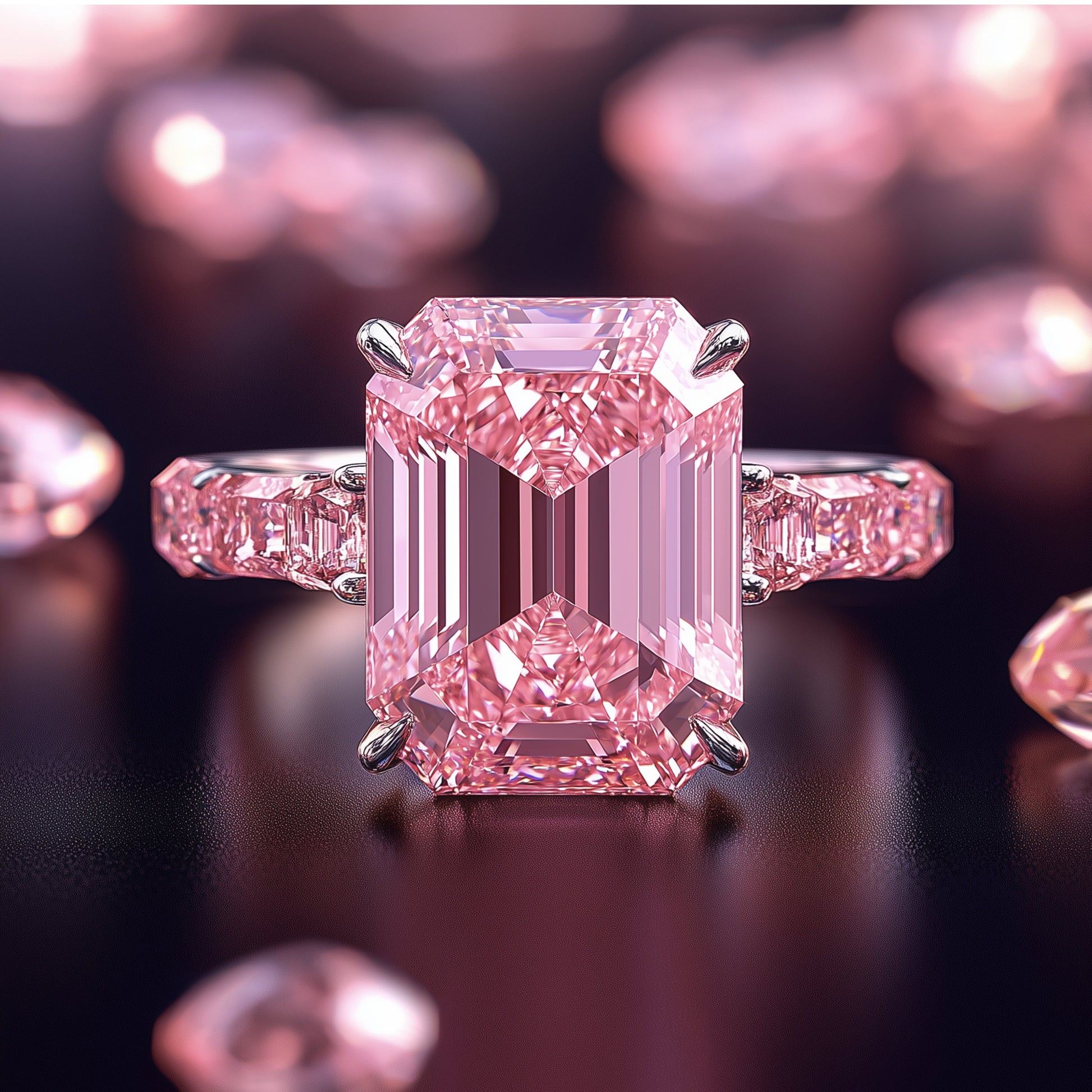 Prisca Emerald Cut Pink Gemstone Ring