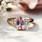 The Danica 2CT Emerald Cut Pink Gemstone Ring
