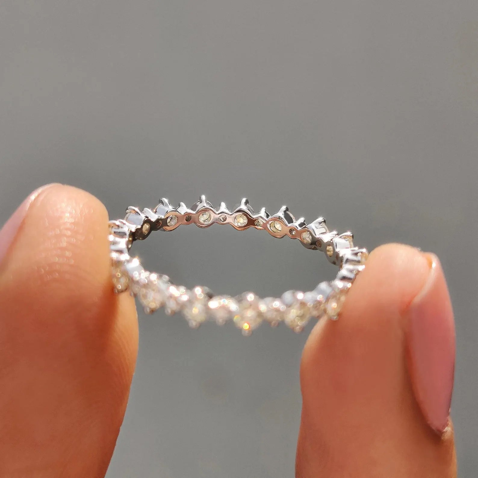 Dainty 0.1 CT Round Cut  Full-eternity Band Ring
