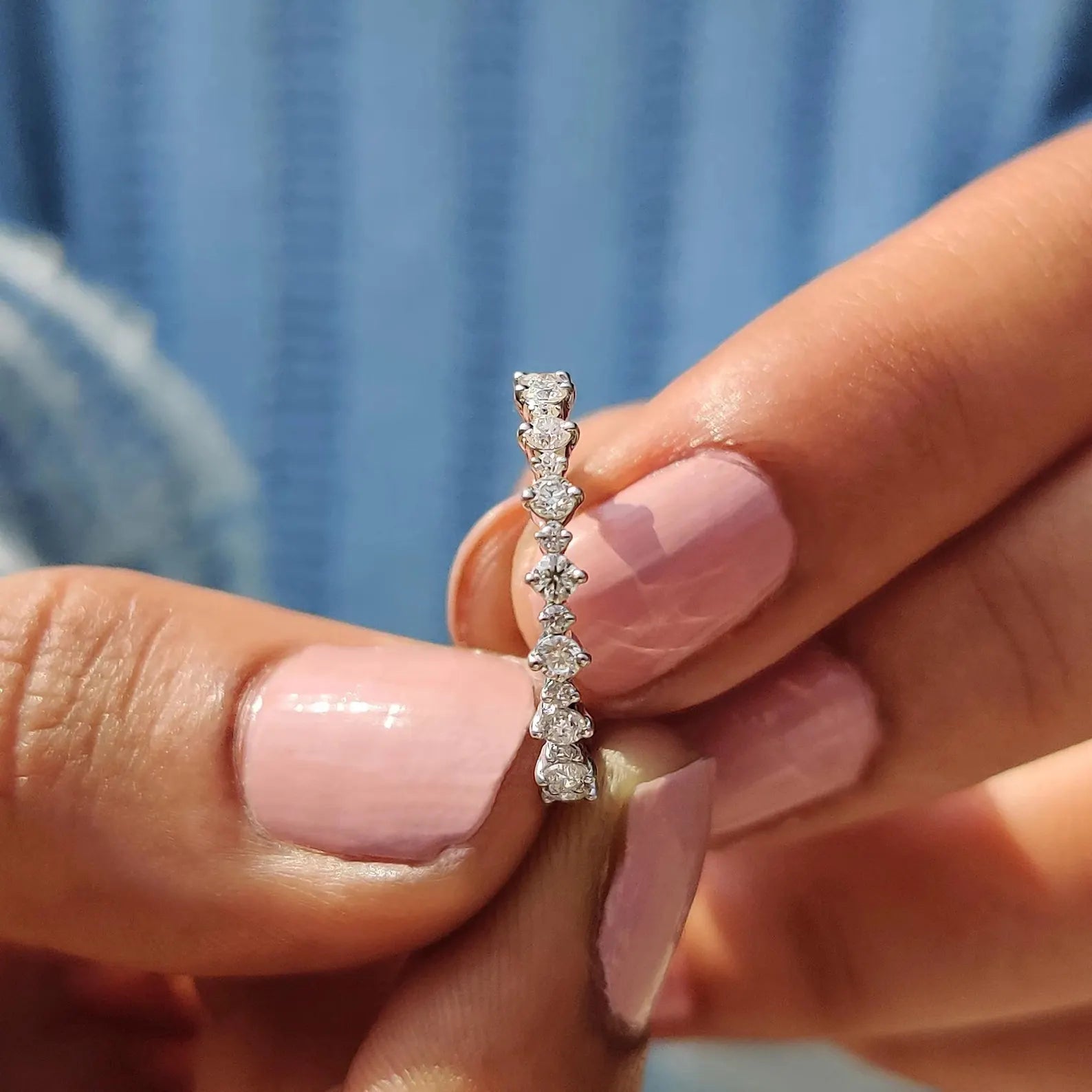 Dainty 0.1 CT Round Cut  Full-eternity Band Ring