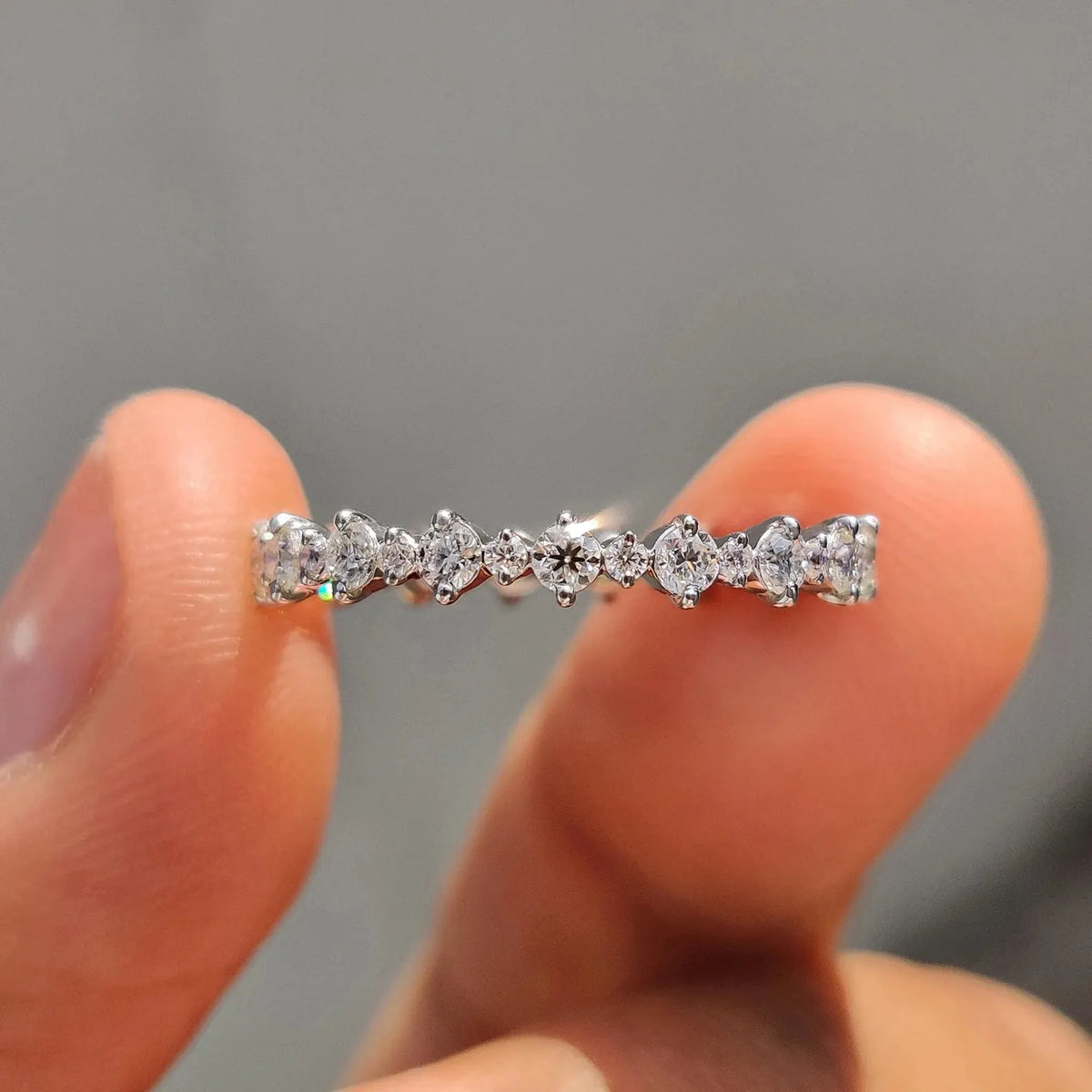 Dainty 0.1 CT Round Cut  Full-eternity Band Ring