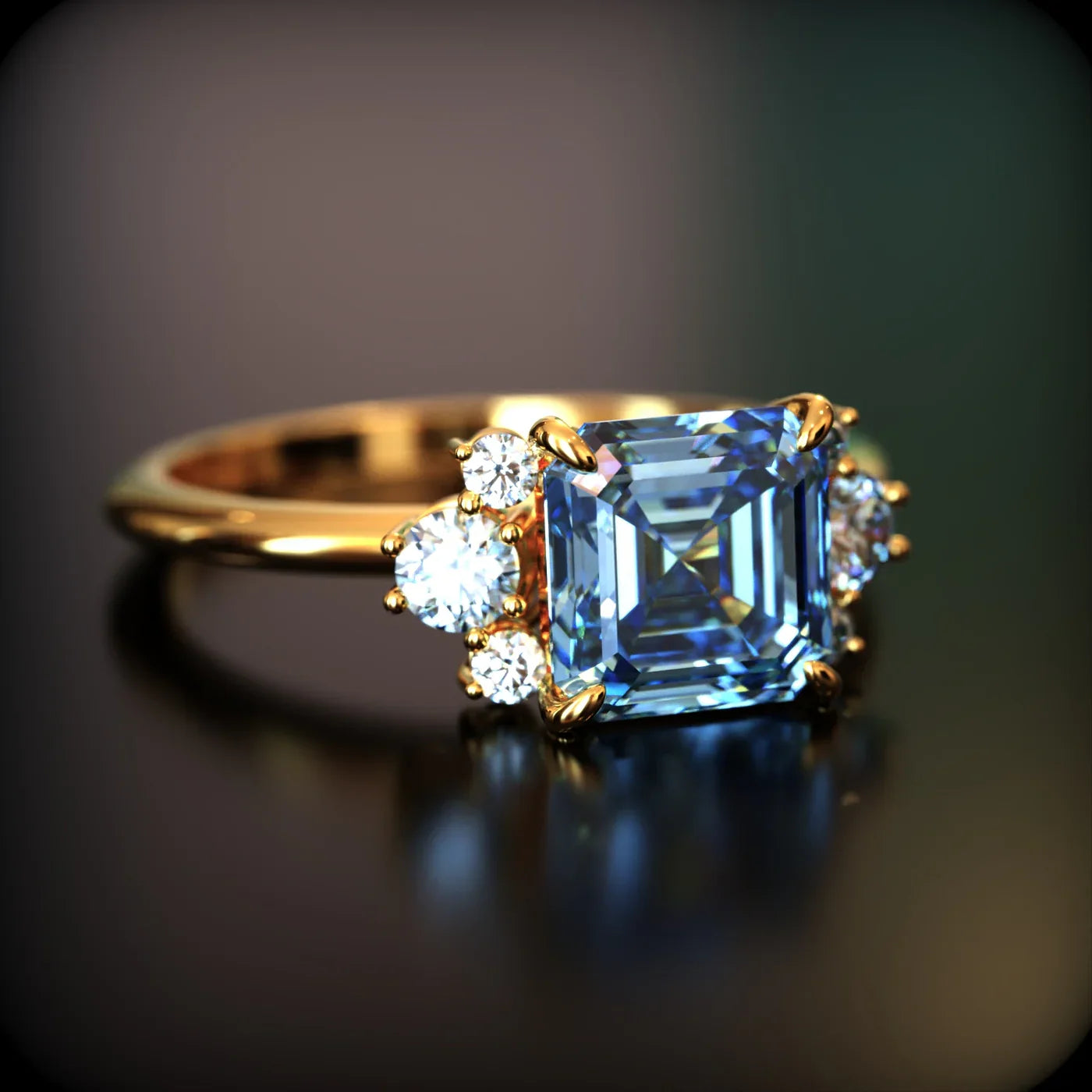 The Ulissa 2CT Asscher Cut Blue Gemstone Ring