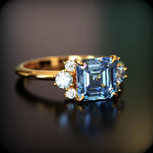 The Ulissa 2CT Asscher Cut Blue Gemstone Ring