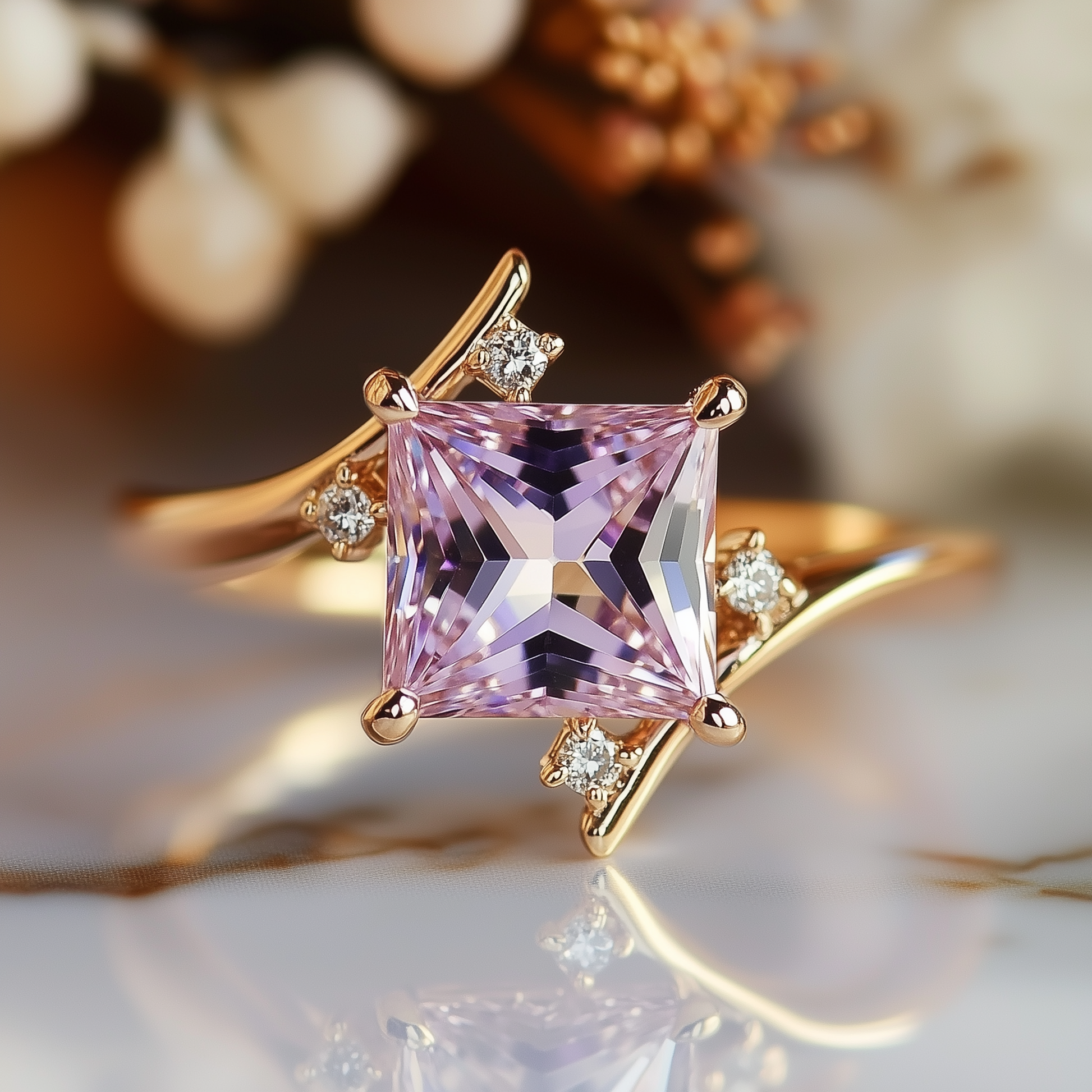 Julissa Princess-Cut Pink Gemstone Ring