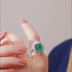 Dissoo® Emerald Sugar Tower Floral Cluster Cocktail Anniversary Ring