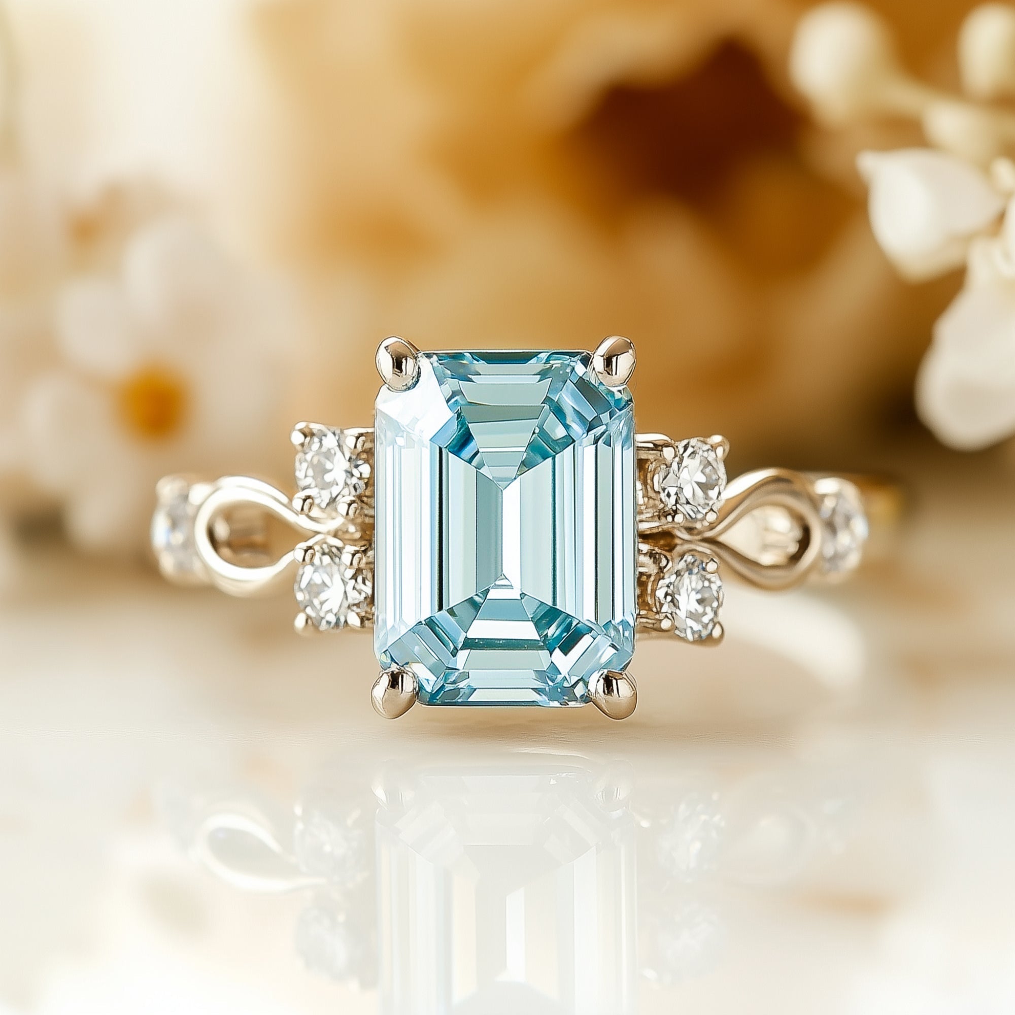 Helena Emerald-Cut Blue Gemstone Ring