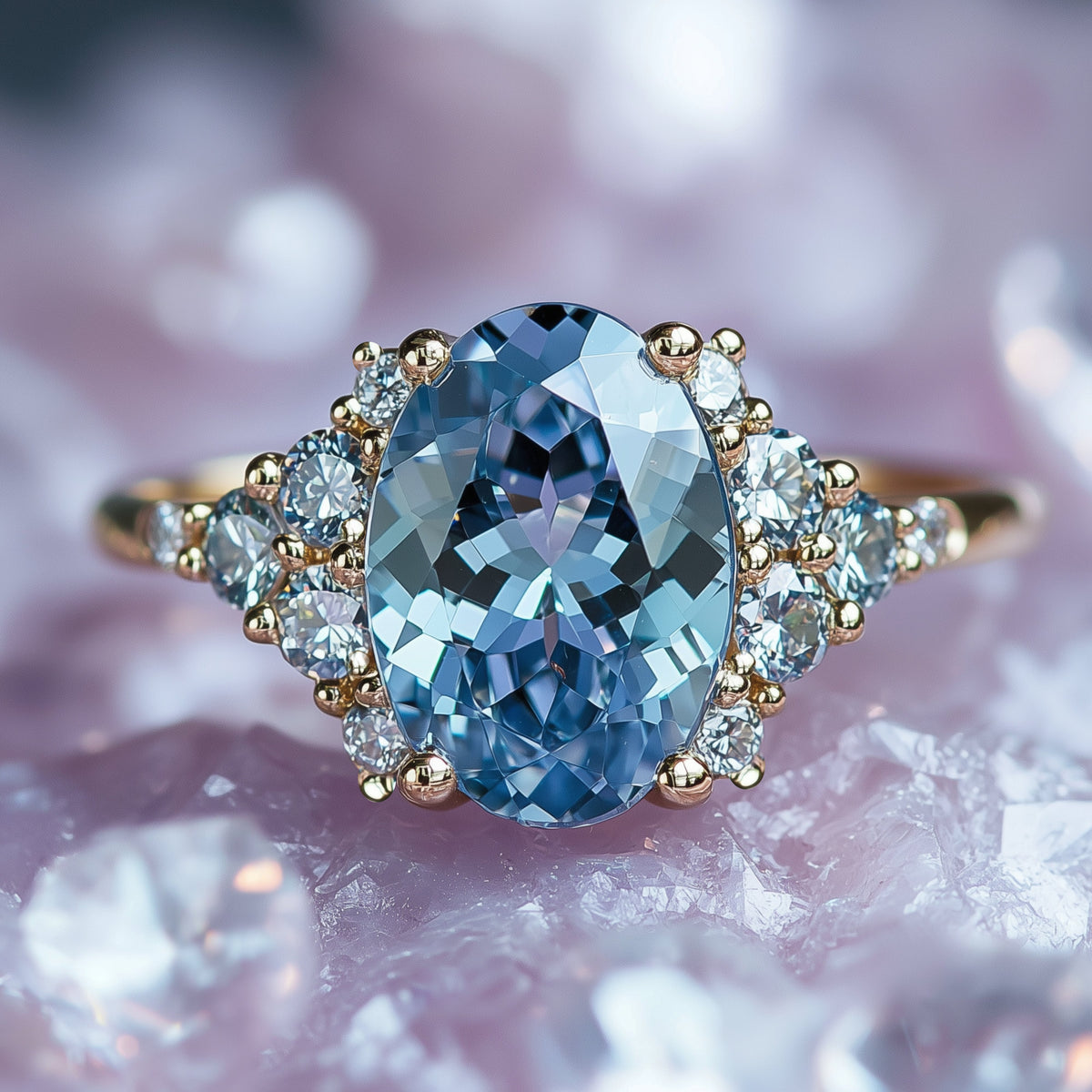 Lillian 2CT Oval Cut Blue Gemstone Ring