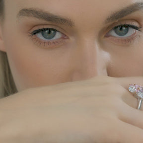 Dissoo® Pink & White Multi-Stone Cluster Oblong Cocktail Ring
