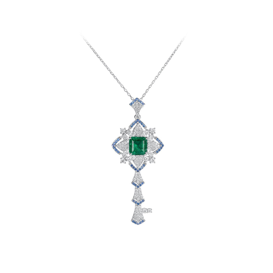 Dissoo® Emerald Sterling Silver Key Pendent Necklace