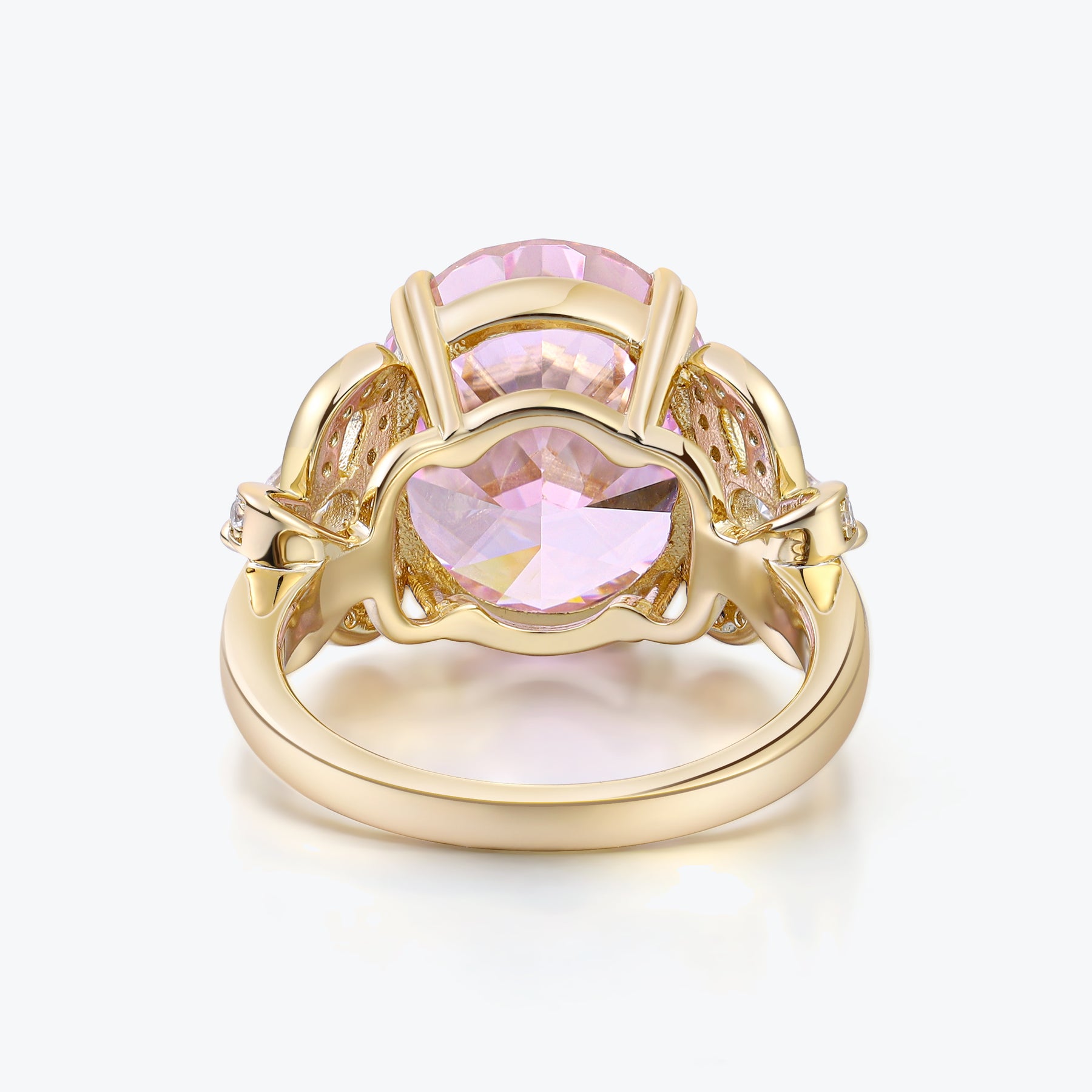 Dissoo® Pink Yellow Gold Bowknot Three-Stone Engagement Ring&Cocktail Ring