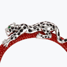 Dissoo® Genuine Leather Sterling Silver Leopard Bracelet