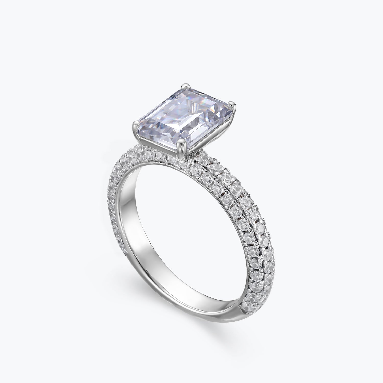 Dissoo® Diamond White Emerald Cut Sterling Silver Ring