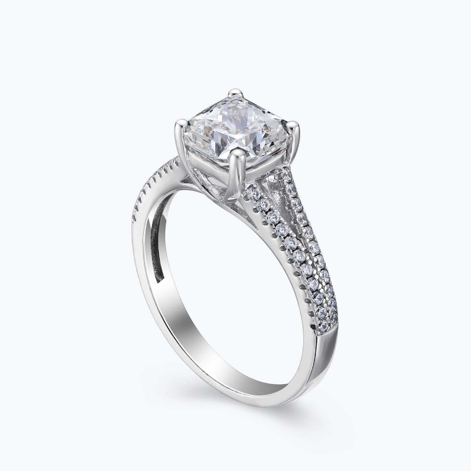 Dissoo® Diamond White Cushion Sterling Silver Ring